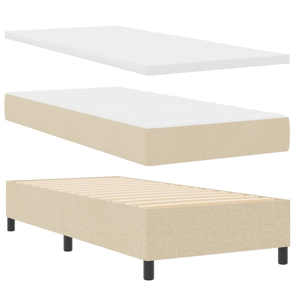 Letto a Sorgente LED con materasso Crema 80 x 200 cm Tessuto