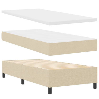Letto a Sorgente LED con materasso Crema 80 x 200 cm Tessuto