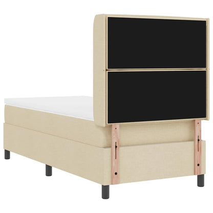 Letto a Sorgente LED con materasso Crema 80 x 200 cm Tessuto