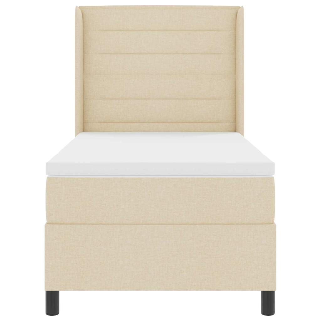 Letto a Sorgente LED con materasso Crema 80 x 200 cm Tessuto