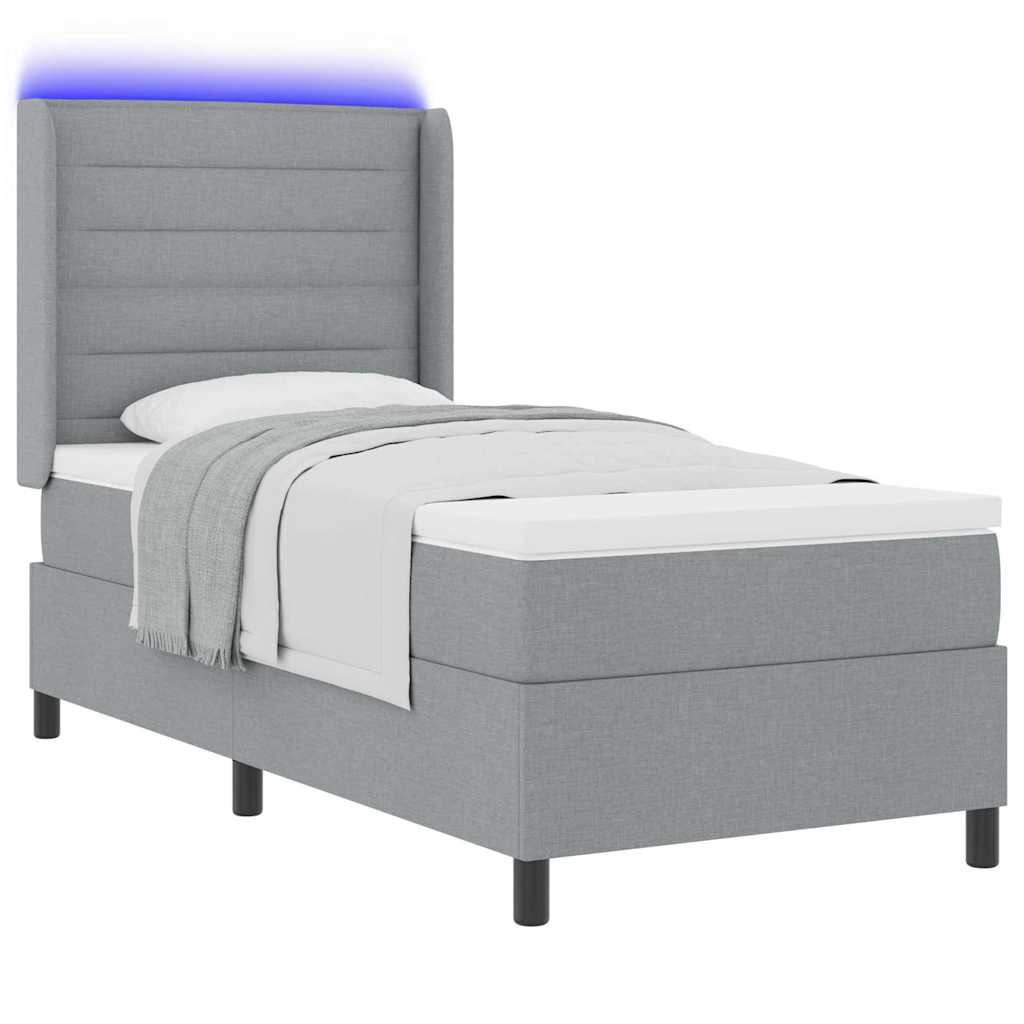 Letto a Sorgente LED Grigio chiaro 100 x 200 cm Tessuto | homemem39