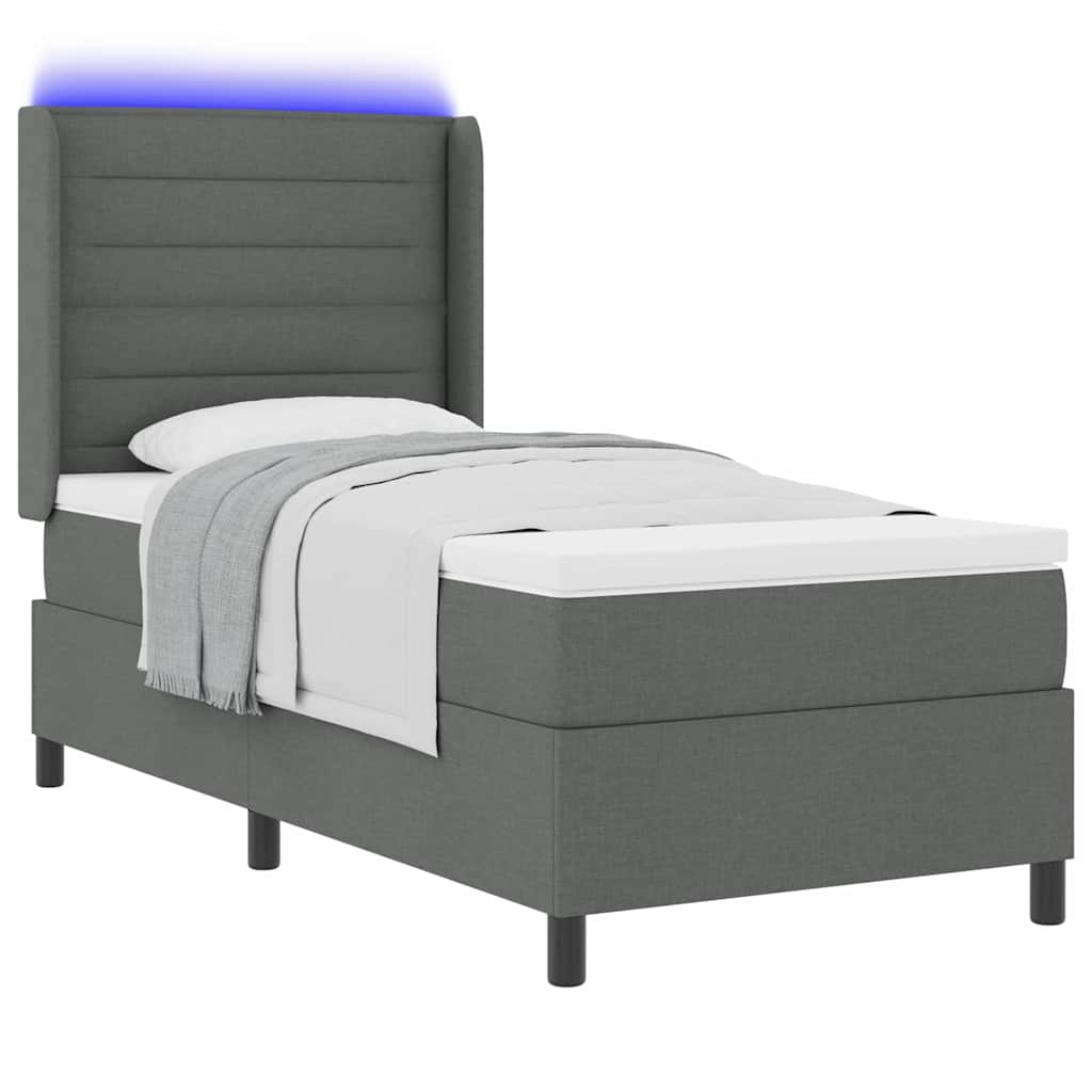 Letto a Sorgente LED Grigio scuro 100 x 200 cm Tessuto | homemem39