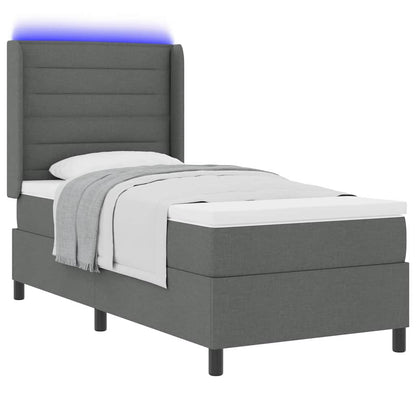 Letto a Sorgente LED Grigio scuro 100 x 200 cm Tessuto | homemem39