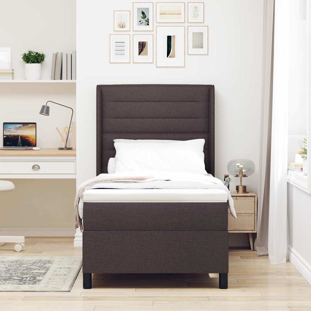 Letto a Sorgente LED Marrone Scuro 100 x 200 cm Tessuto | homemem39