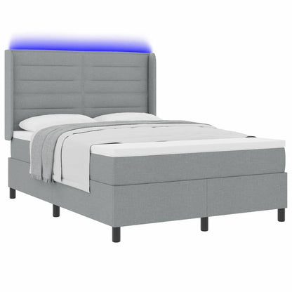 Letto a Sorgente LED Grigio chiaro 140 x 190 cm Tessuto
