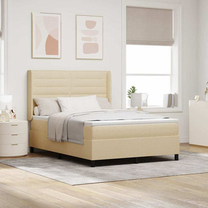 Letto a Sorgente LED con materasso Crema 140 x 190 cm Tessuto | homemem39