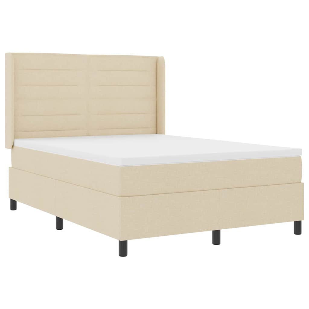 Letto a Sorgente LED con materasso Crema 140 x 190 cm Tessuto | homemem39