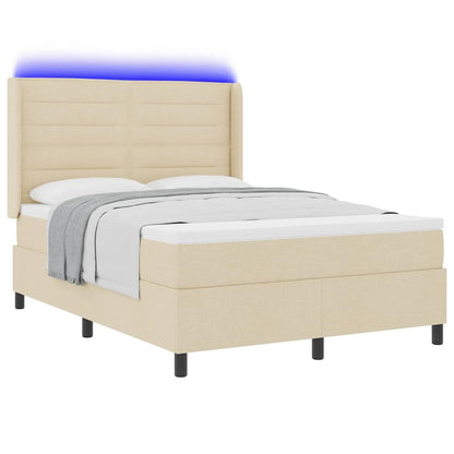 Letto a Sorgente LED con materasso Crema 140 x 200 cm Tessuto | homemem39