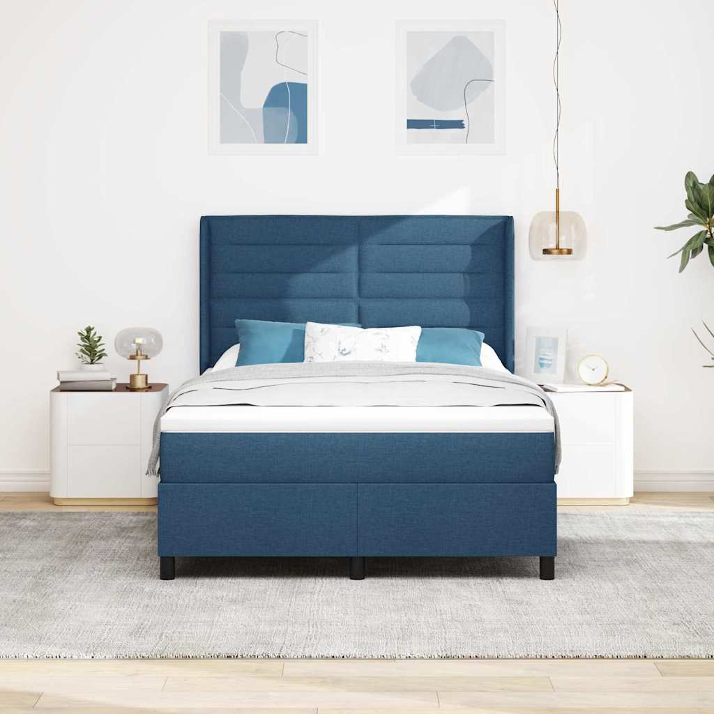 Letto a Sorgente LED con materasso Blu 140 x 200 cm Tessuto | homemem39