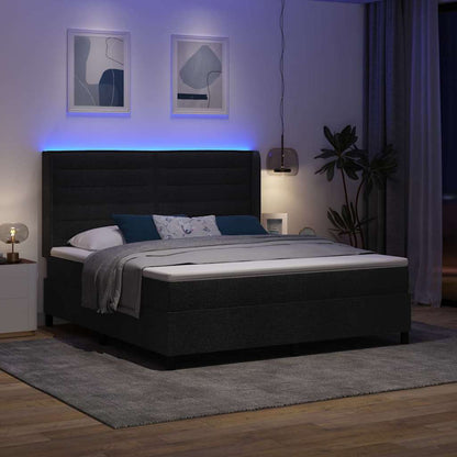 Letto a Sorgente LED con materasso Nero 180 x 200 cm Tessuto