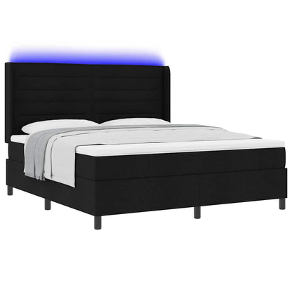 Letto a Sorgente LED con materasso Nero 180 x 200 cm Tessuto