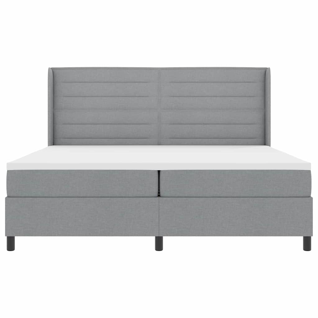 Letto a Sorgente LED Grigio chiaro 200 x 200 cm Tessuto