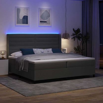 Letto a Sorgente LED Grigio scuro 200 x 200 cm Tessuto | homemem39