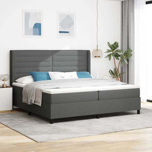 Letto a Sorgente LED Grigio scuro 200 x 200 cm Tessuto | homemem39