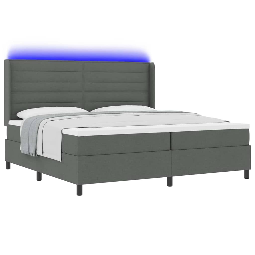 Letto a Sorgente LED Grigio scuro 200 x 200 cm Tessuto | homemem39