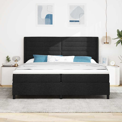 Letto a Sorgente LED con materasso Nero 200 x 200 cm Tessuto | homemem39