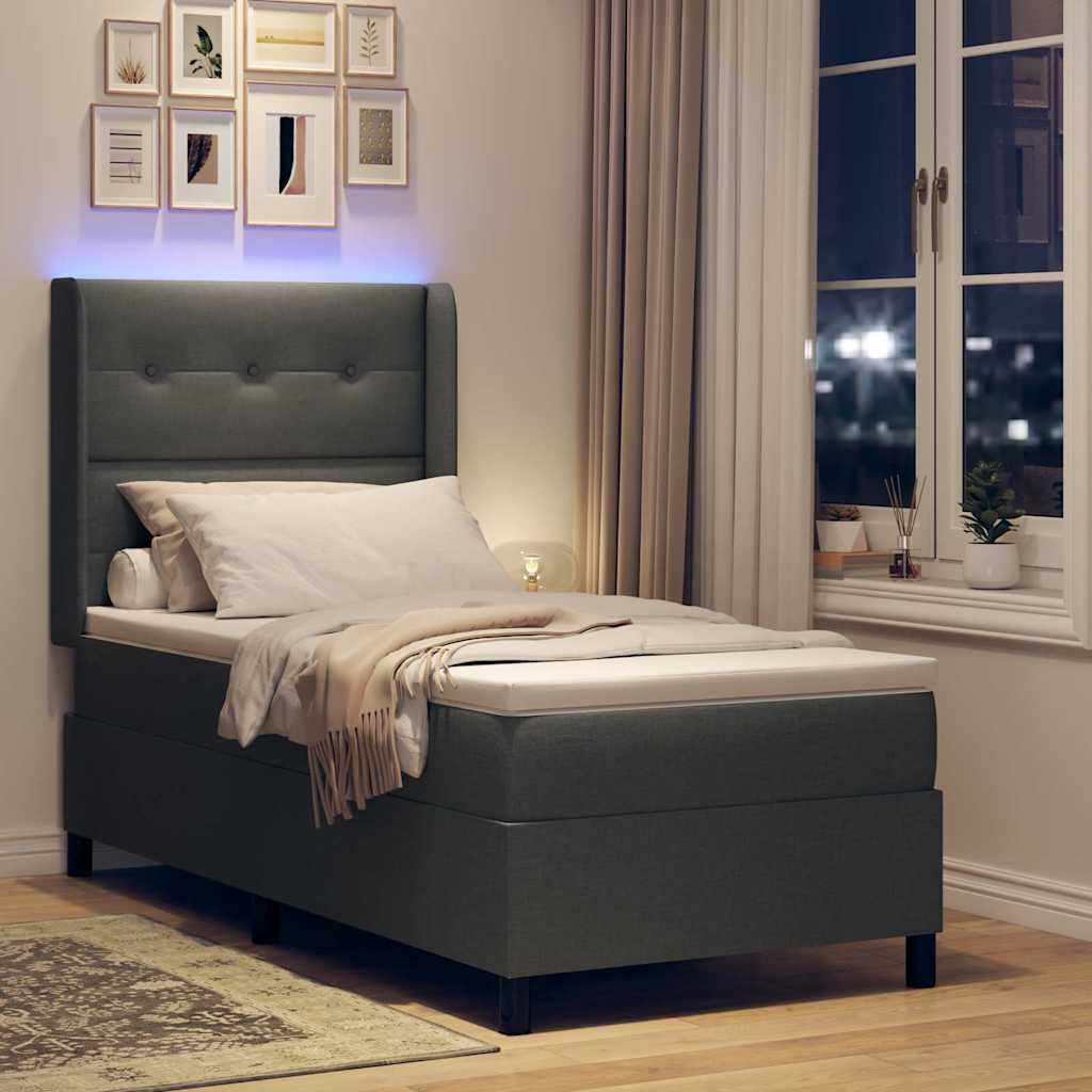 Letto a Sorgente LED Grigio scuro 80 x 200 cm Tessuto | homemem39