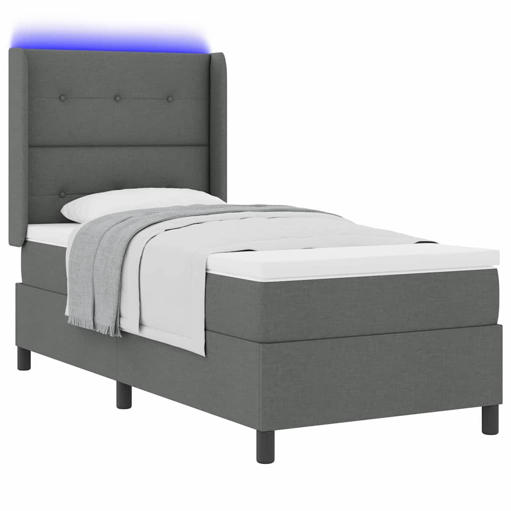 Letto a Sorgente LED Grigio scuro 80 x 200 cm Tessuto | homemem39