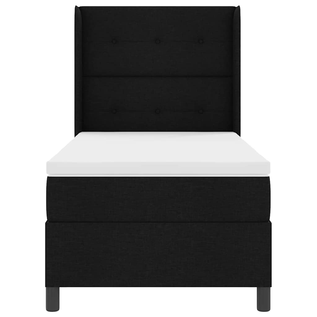 Letto a Sorgente LED con materasso Nero 100 x 200 cm Tessuto