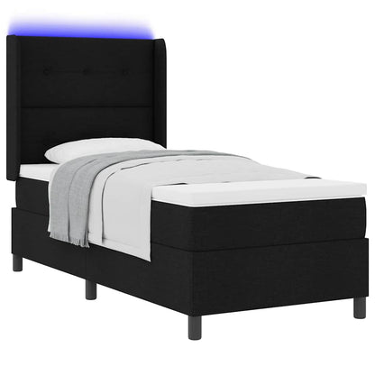 Letto a Sorgente LED con materasso Nero 100 x 200 cm Tessuto