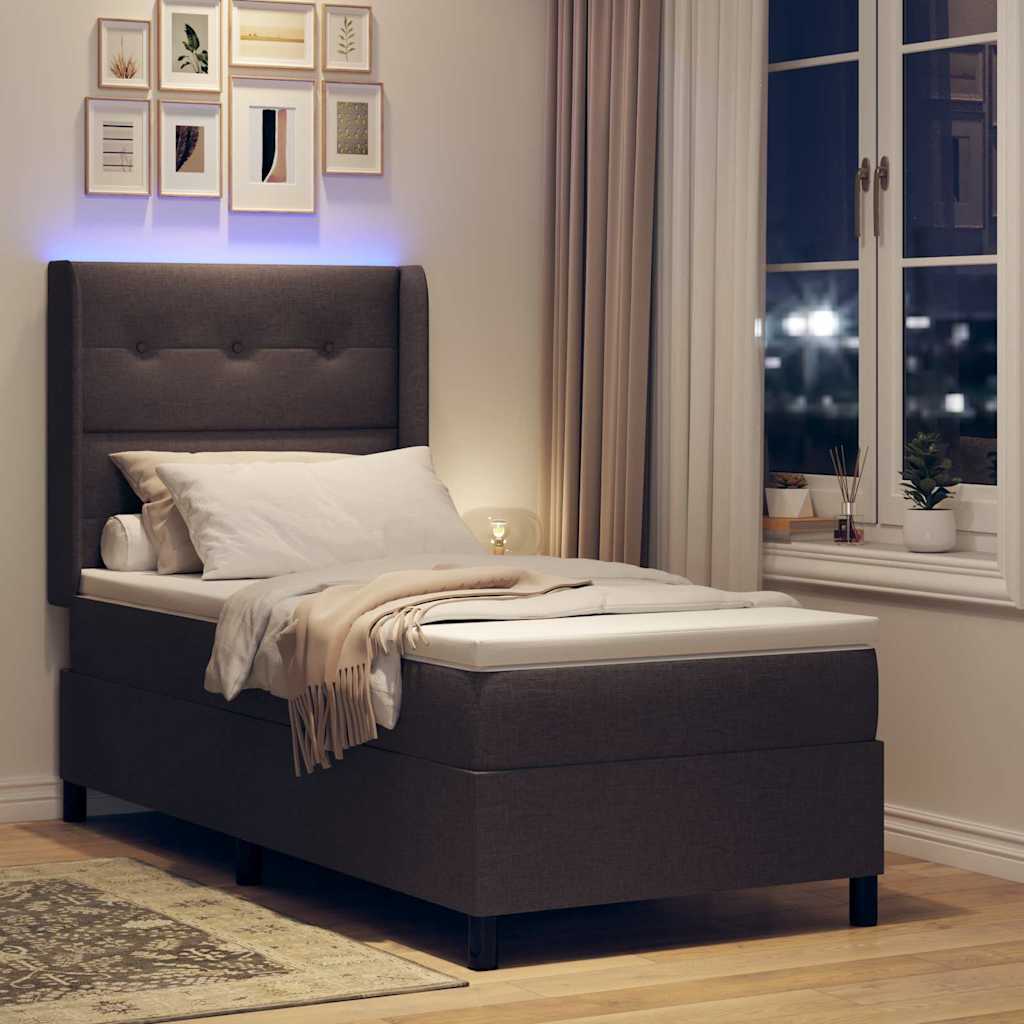Letto a Sorgente LED Marrone Scuro 100 x 200 cm Tessuto | homemem39