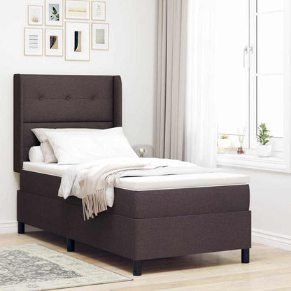 Letto a Sorgente LED Marrone Scuro 100 x 200 cm Tessuto