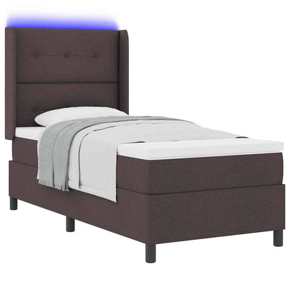 Letto a Sorgente LED Marrone Scuro 100 x 200 cm Tessuto