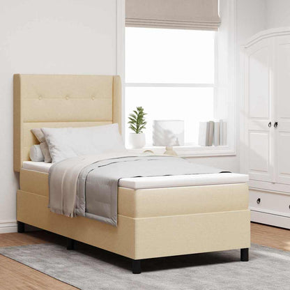 Letto a Sorgente LED con cuscino Crema 100 x 200 cm Tessuto | homemem39