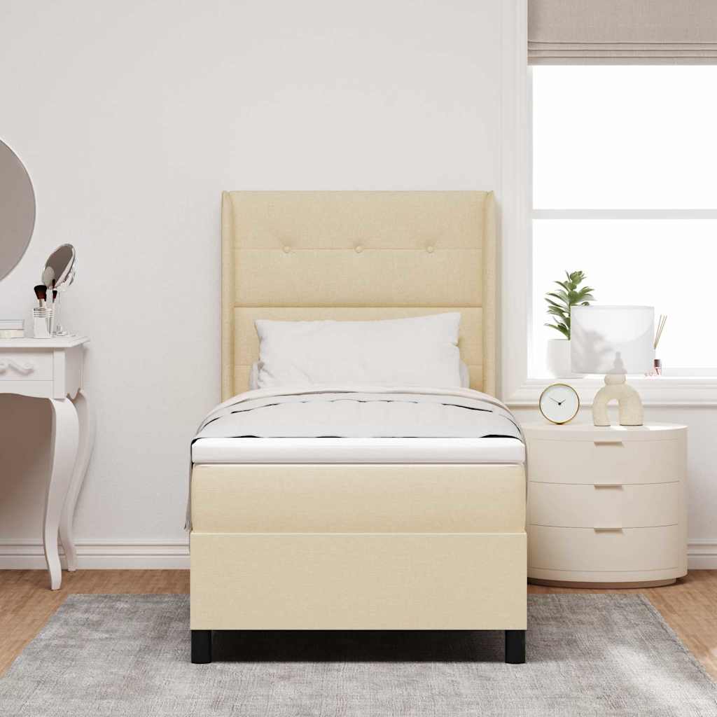 Letto a Sorgente LED con cuscino Crema 100 x 200 cm Tessuto | homemem39