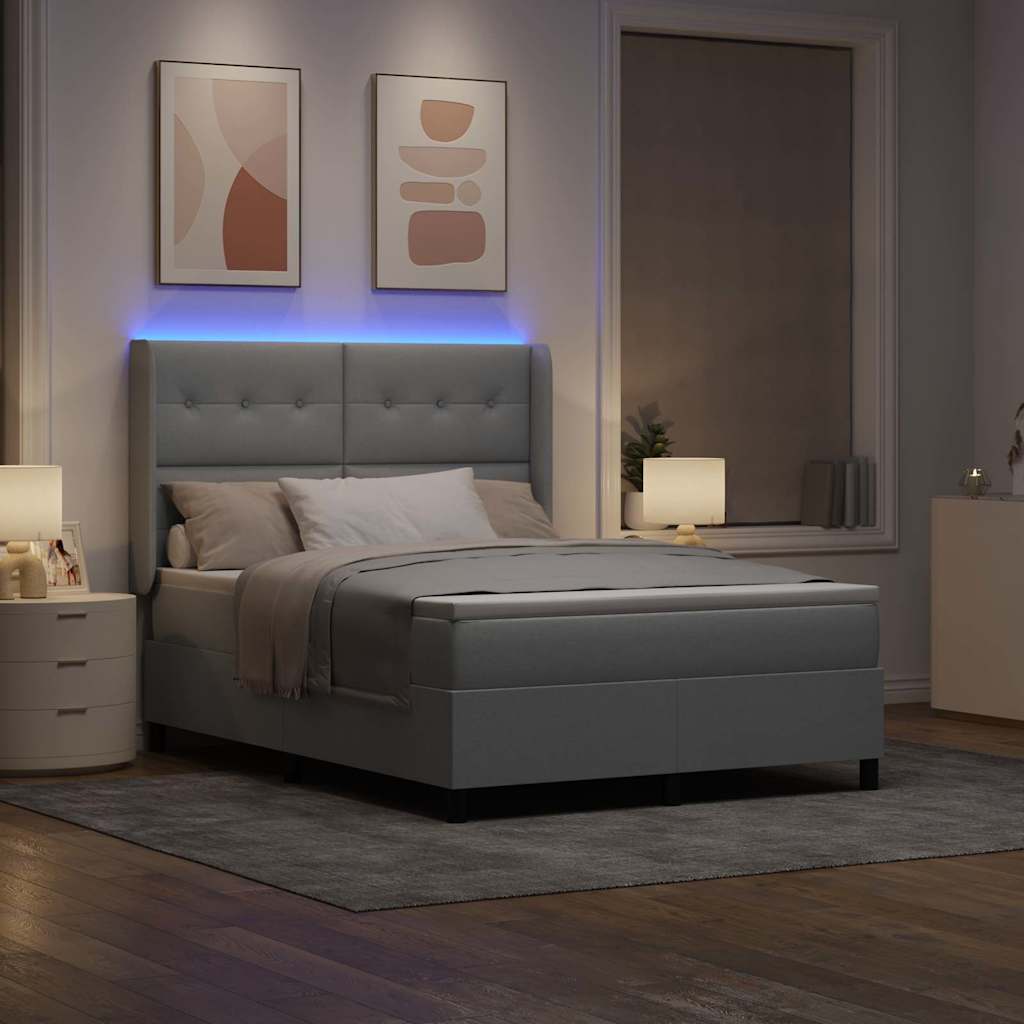 Letto a Sorgente LED Grigio chiaro 140 x 190 cm Tessuto | homemem39