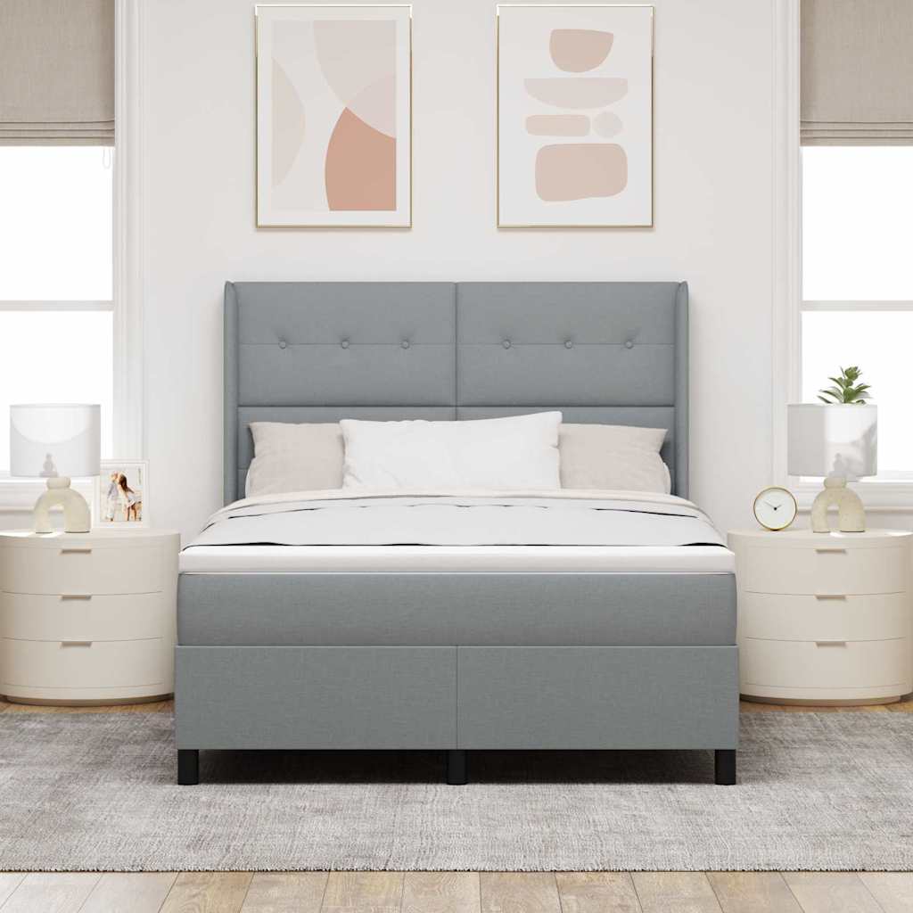 Letto a Sorgente LED Grigio chiaro 140 x 190 cm Tessuto | homemem39