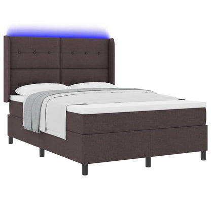 Letto a Sorgente LED Marrone Scuro 140 x 190 cm Tessuto | homemem39