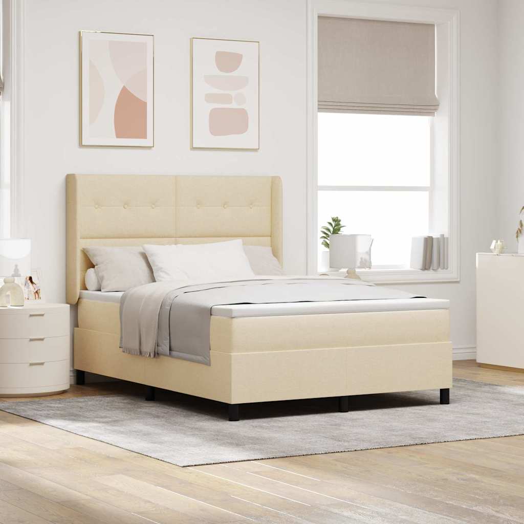 Letto a Sorgente LED con testiera Crema 140 x 190 cm Tessuto | homemem39