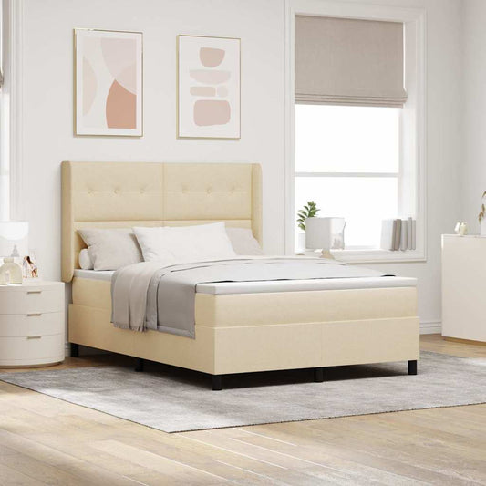 Letto a Sorgente LED con testiera Crema 140 x 190 cm Tessuto | homemem39