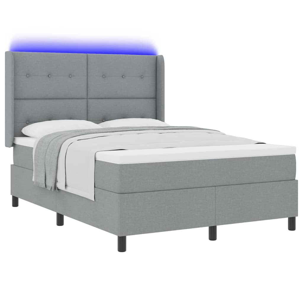 Letto a Sorgente LED Grigio chiaro 140 x 200 cm Tessuto | homemem39