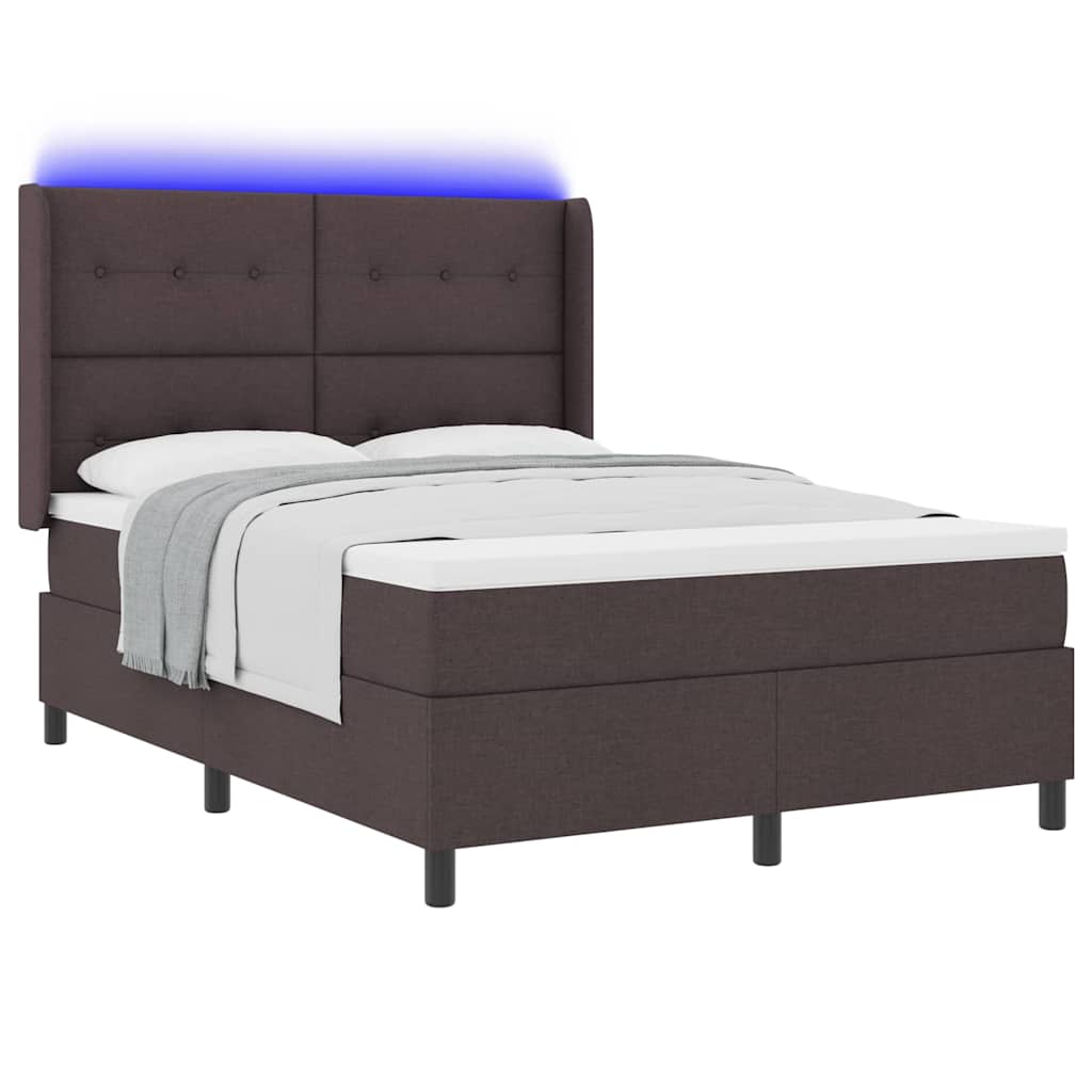 Letto a Sorgente LED Marrone Scuro 160 x 200 cm Tessuto | homemem39