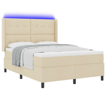 Letto a Sorgente LED con testiera Crema 160 x 200 cm Tessuto | homemem39