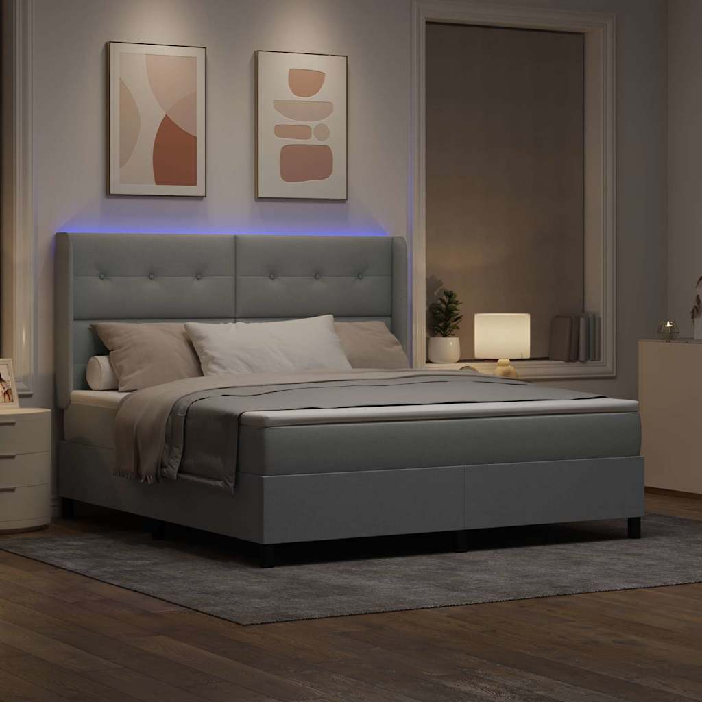 Letto a Sorgente LED Grigio chiaro 180 x 200 cm Tessuto | homemem39