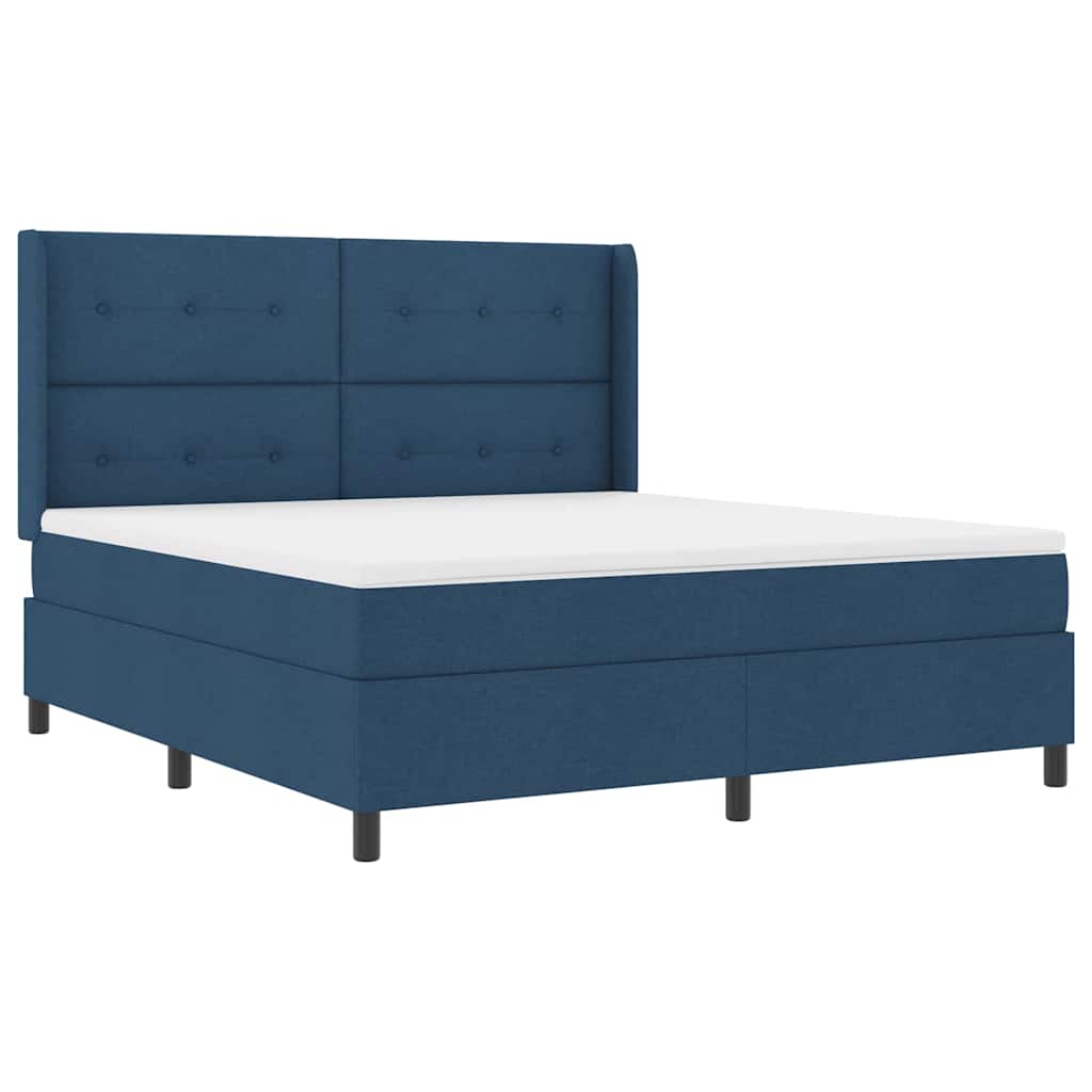 Letto a Sorgente LED con materasso Blu 180 x 200 cm Tessuto