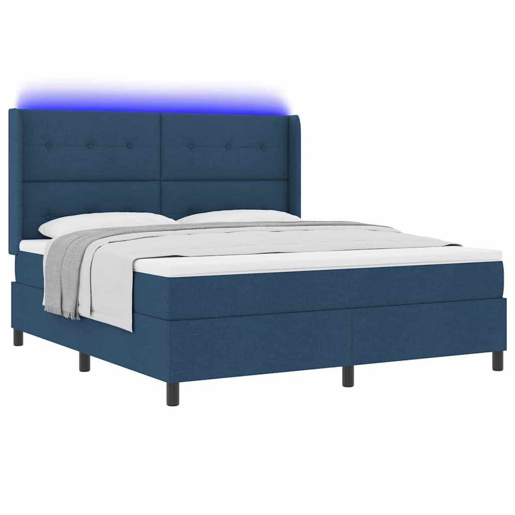 Letto a Sorgente LED con materasso Blu 180 x 200 cm Tessuto