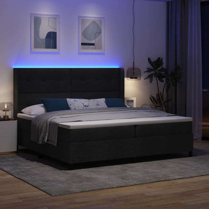 Letto a Sorgente LED con testiera Nero 200 x 200 cm Tessuto | homemem39