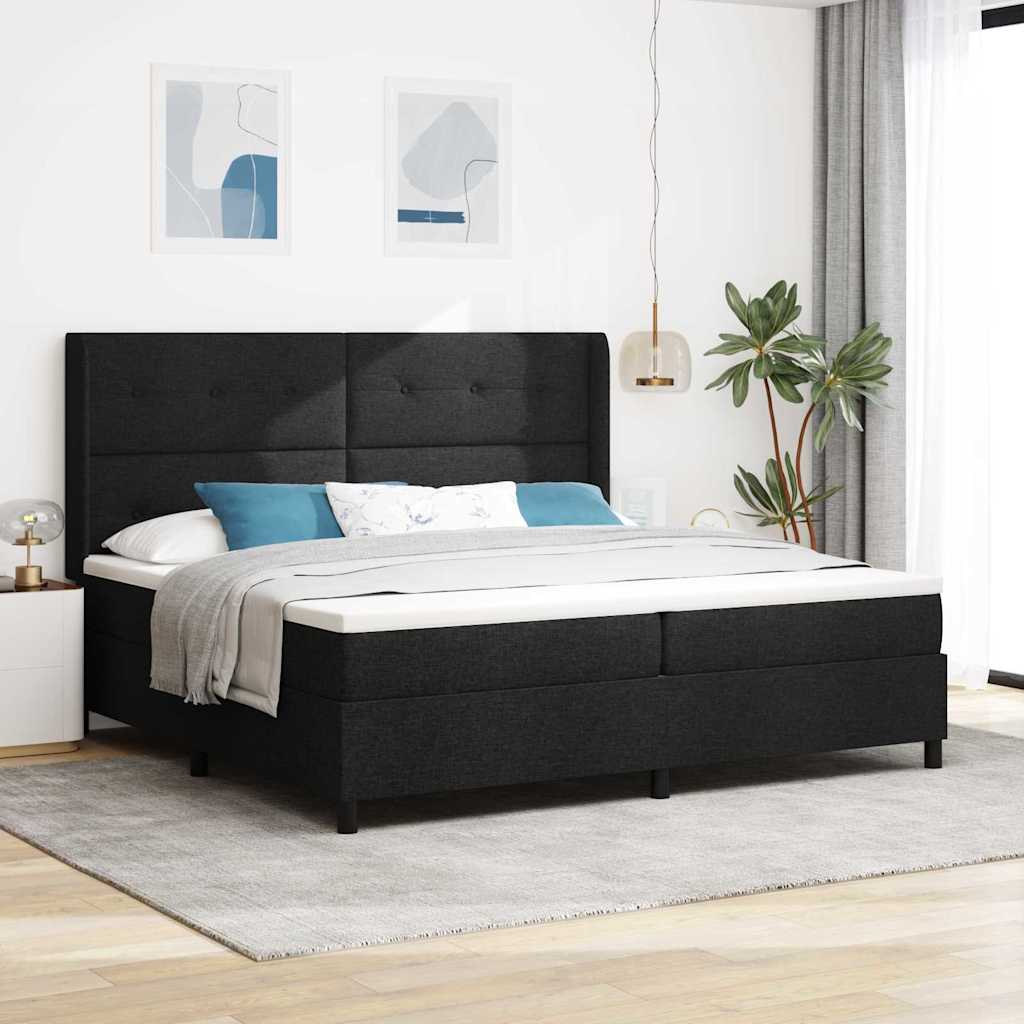 Letto a Sorgente LED con testiera Nero 200 x 200 cm Tessuto | homemem39