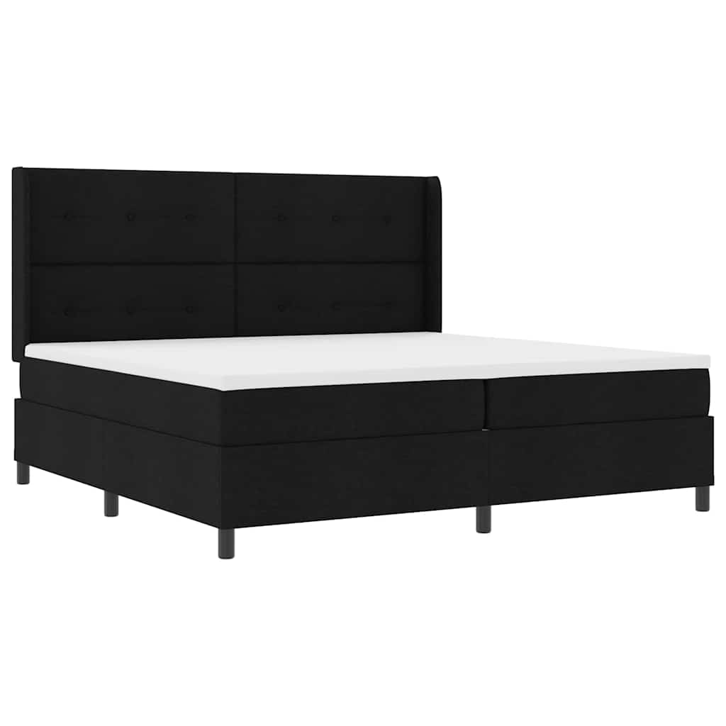 Letto a Sorgente LED con testiera Nero 200 x 200 cm Tessuto | homemem39