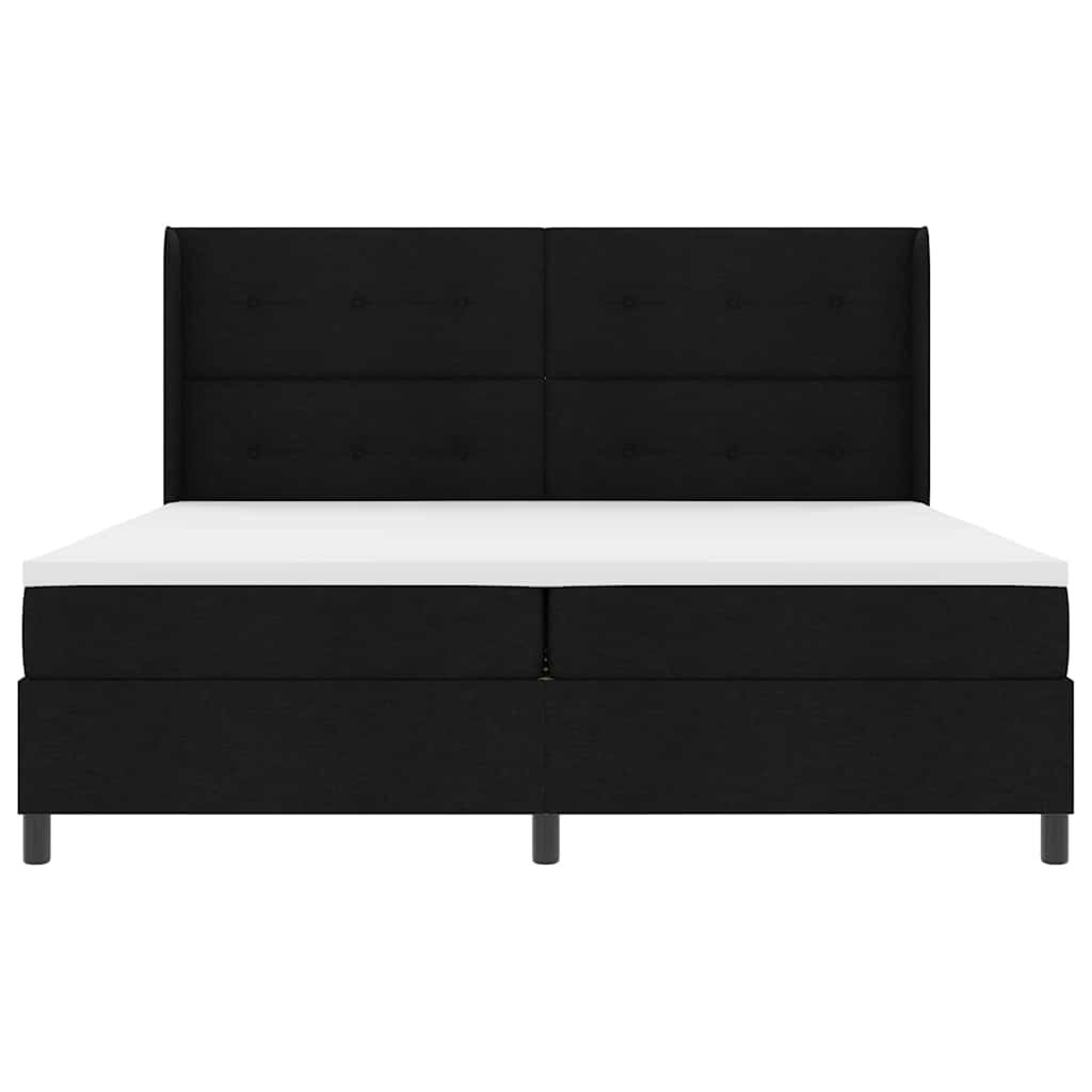 Letto a Sorgente LED con testiera Nero 200 x 200 cm Tessuto | homemem39