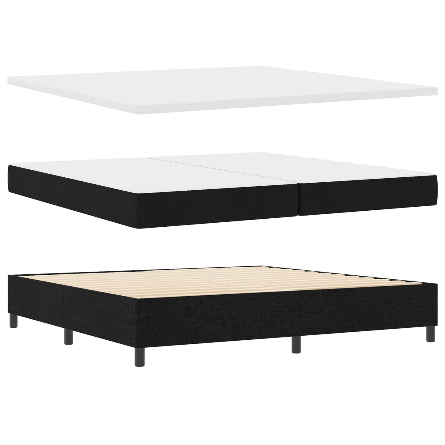 Letto a Sorgente LED con testiera Nero 200 x 200 cm Tessuto | homemem39