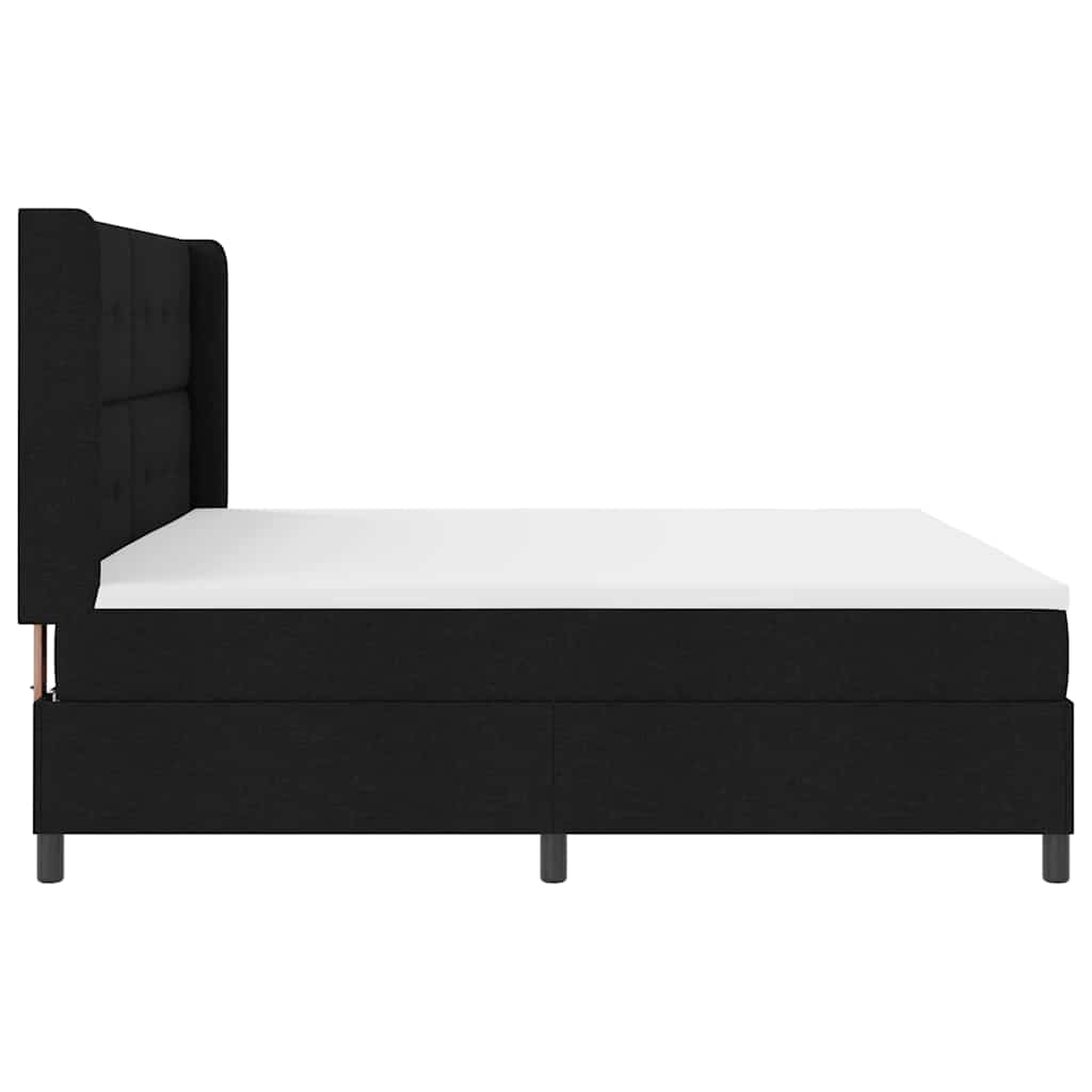 Letto a Sorgente LED con testiera Nero 200 x 200 cm Tessuto | homemem39