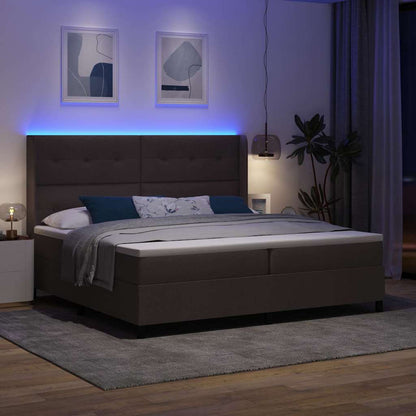 Letto a Sorgente LED Marrone Scuro 200 x 200 cm Tessuto | homemem39