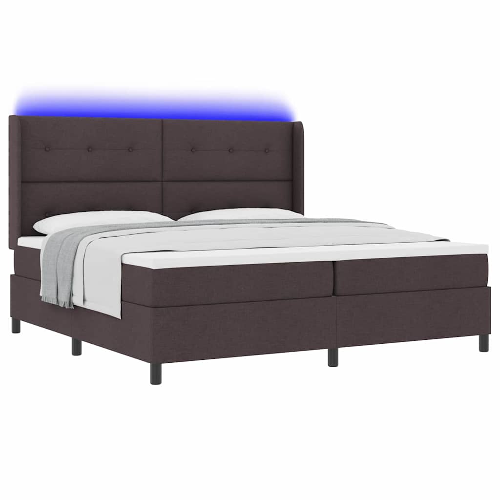 Letto a Sorgente LED Marrone Scuro 200 x 200 cm Tessuto | homemem39