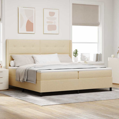 Letto a Sorgente LED con testiera Crema 200 x 200 cm Tessuto | homemem39