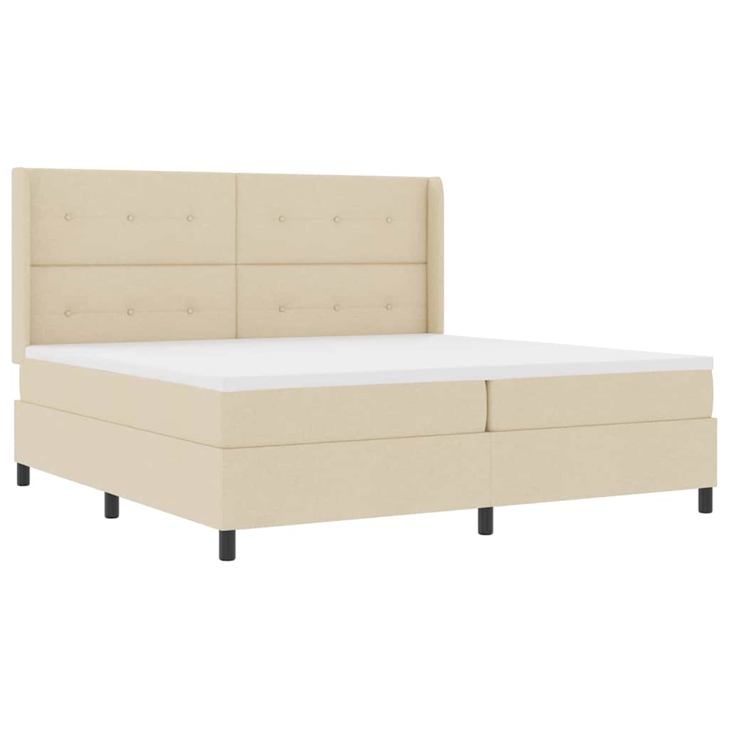 Letto a Sorgente LED con testiera Crema 200 x 200 cm Tessuto | homemem39